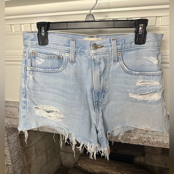 Madewell Blue Distressed Jean Shorts - Picture 1 of 4